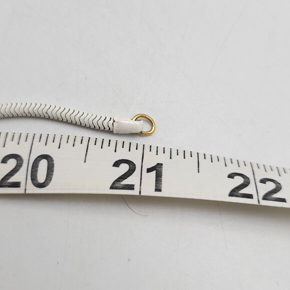 Vintage White Enamel Snake Chain Necklace 21" With Gold Tone Clasp - Picture 4 of 4